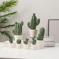 Creative Ceramic Simulation Cactus Figurines Miniature Model Home Office Room Decoration Bonsai Ornament Desktop Crafts Gifts