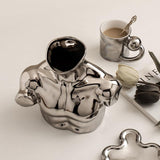 欧式现代人体艺术花瓶陶瓷电镀银色插花桌面装饰摆件摆件