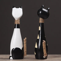 Pintura feta a mà, parella de gats, estàtua, model en miniatura per a la decoració de la casa.