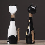 اليدوية قدح برسم يدوي زوجين القطط تمثال نموذج مصغر للمنزل الديكور التماثيل الحرف اليدوية زخرفة خشبية غرفة المعيشة ديكور هدية