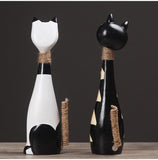 اليدوية قدح برسم يدوي زوجين القطط تمثال نموذج مصغر للمنزل الديكور التماثيل الحرف اليدوية زخرفة خشبية غرفة المعيشة ديكور هدية