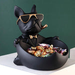 Nordic moda fajny pies z okularami figurki żywica artykuły domowe ozdoby do przechowywania salon wyświetlacz talerz cukierków meble
