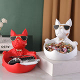 Skandináv divat klasszikus kutya szemüveges figurákkal gyanta otthoni kellékek raktározási dísztárgyak nappali kijelző cukorkák tányér lakberendezés