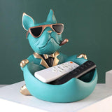 Nordic Fashion Cool Dog With Glasses Figurines Resin Home Supplies Storage Ornaments Living Room Display Candy Plate Furnishings
