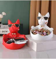 სკანდინავიური მაგარი ძაღლი სათვალეებით Figurines Resin საყოფაცხოვრებო მასალები შენახვის ორნამენტები მისაღები ოთახის ჩვენება Candy Plate Furnishings