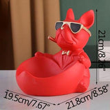 Nordic Fashion Cool Dog With Glasses Figurines Resin Home Supplies Storage Ornaments Living Room Display Candy Plate Furnishings