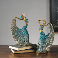 Handmade Vintage Classical Peacock Dancer Girl Resin Ornaments For Home Decoration Accessories Wedding Decor Figurines Birthday Gifts