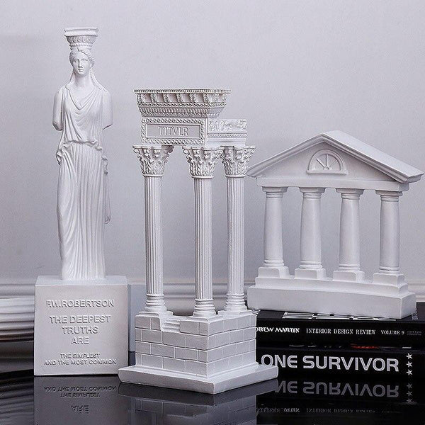Greek Ancient Building Temple Model Roman Column Home Decoration European Ornament Plaster Sculpture Office Decoration Figurines