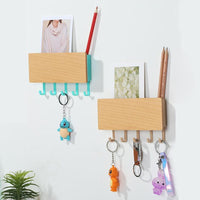 Home Decor Wall Shelf Sundries Storage Box Multicolor Space Saving Wooden Hooks Prateleira Hanger Organizer Key Rack Holder