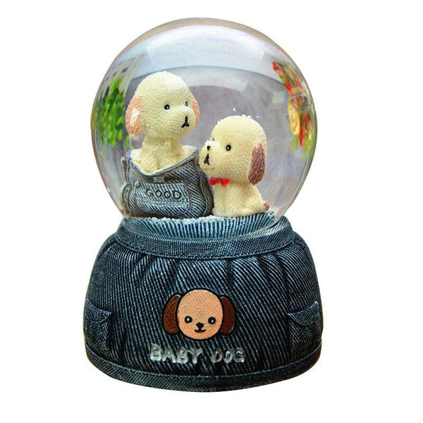 Cute Baby Dog Miniature Model Crystal Ball For Home Decoration Ornaments Resin Figurines Crafts Birthday Gifts For Students