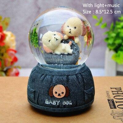 Cute Baby Dog Miniature Model Crystal Ball For Home Decoration Ornaments Resin Figurines Crafts Birthday Gifts For Students