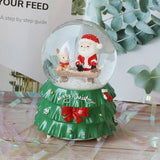手作りのクリエイティブなクリスマスツリーベースクリスタルボール置物樹脂オルゴール工芸品家の装飾飾り年ギフトベッドサイドの装飾