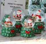 Handgemachte Kreative Weihnachtsbaum Basis Kristallkugel Figuren Harz Spieluhr Handwerk Dekoration Ornament Jahr Geschenke Nachtdekoration