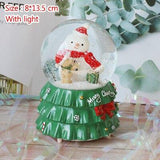 Handmade Creative Christmas Tree Base Crystal Ball Figurines Resin Music Box Crafts Home Decoration Ornament Year Gifts Bedside Decor