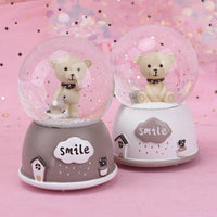 Handmade Cute Bear Crystal Ball For Home Decoration Figurines Resin Music Box Miniature Model Birthday Gifts Market Showcase Props