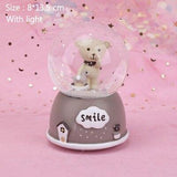 Handmade Cute Bear Crystal Ball For Home Decoration Figurines Resin Music Box Miniature Model Birthday Gifts Market Showcase Props
