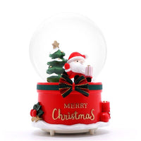 كرة بلورية لتزيين الكريسماس مصنوعة يدويًا مع إضاءة ملونة تماثيل شجرة عيد الميلاد سانتا كلوز صندوق تشغيل الموسيقى هدايا تزيين الغرف