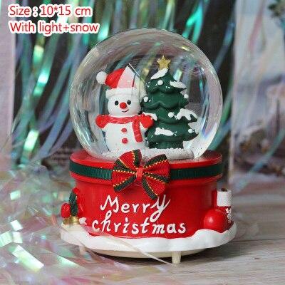 Handmade Micor Snow Scene Crystal Ball Party Gift Music Box With Colorful Light Snowflake Model Crafts For Home Decoration Figurines