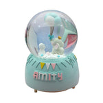 Escultura de parque de diversões engraçado Bola de cristal Elefante da amizade Modelo em miniatura com balão Decoração para casa Caixa de música estatueta artesanal