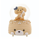 Boule de cristal de modèle miniature de chien mignon fait à la main avec la lumière colorée décoration de la maison Figurine décor de mariage cadeaux de noël artisanat jouets
