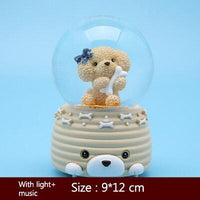 Boule de cristal de modèle miniature de chien mignon fait à la main avec la lumière colorée décoration de la maison Figurine décor de mariage cadeaux de noël artisanat jouets
