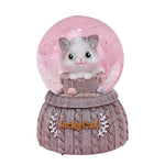 Handgjord Lucky Cat Stickad Crystal Ball Base Resin Figurine Heminredningstillbehör Cartoon Cat Ornament Music Box Wedding Decor Gift