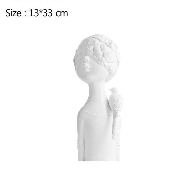 Abstract Sculpture Flower Girl With Bird Home Decoration Ornaments Resin Figurine Crafts Office Desk Decor TV Cabinet Decoration