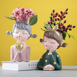 Creative Girl Figurine Articoli vari Ornamento di stoccaggio Disposizione dei fiori Soggiorno Decorazione Arredamento Comodino Artigianato