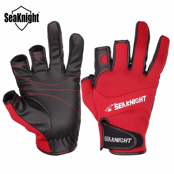 Seaknight Sk03 Sport Leather Fishing Gloves 1Pair/lot 3 Half-Finger Breathable Anti-Slip Glove