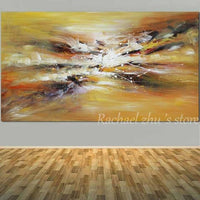 Large Size Hand Painted Abstract Boat Sea Beach Oil Painting On Canvas 40X80Cm / 17