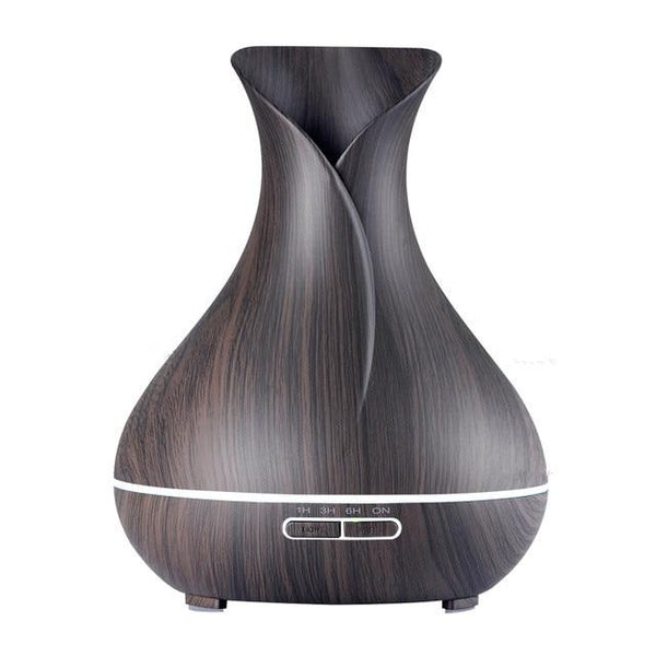 400Ml Ultrasonic Air Humidifier Aroma Essential Oil Diffuser With Wood Grain 7 Color Changing Led
