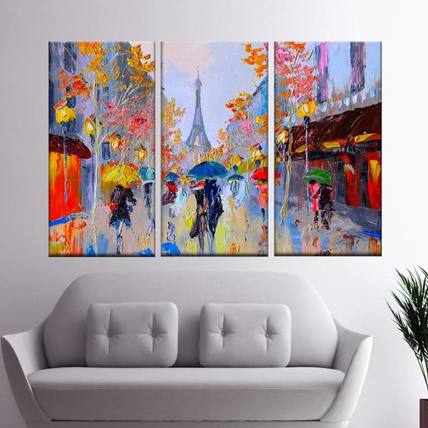 Paris Street Scene Oil Painting Colorful Europe Streetscapes Hand Painted Canvas