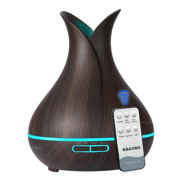 Kbaybo 400Ml Aroma Essential Oil Diffuser Ultrasonic Air Humidifier With Wood Grain 7 Color Changing