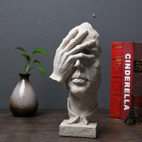 Creative Thinker Statues Retro Abstract Characters Figurine Do Not Listen/Speak/Look Miniature Sculpture Home Desktop Craft Gift