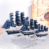 木製工芸品地中海スタイルの滑らかな帆船の置物青い帆船のミニチュア装飾品ホームオフィスデスクトップの装飾ギフト