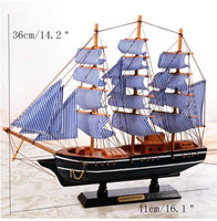 木製工芸品地中海スタイルの滑らかな帆船の置物青い帆船のミニチュア装飾品ホームオフィスデスクトップの装飾ギフト