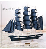 Artisanat en bois Style méditerranéen lisse bateau à voile Figurines bleu voilier ornements miniatures bureau à domicile décor de bureau cadeau