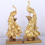 Resina doméstica Enfeites de pavão Estatuetas em miniatura de pavão dourado Resina Desktop Artesanato Acessórios de decoração de casa Presentes empresariais