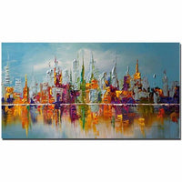 Large Size Hand Painted Abstract Impasto Oil Painting On Canvas Wall Picture 40X80Cm / 14