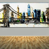 Large Size Hand Painted Abstract Impasto Oil Painting On Canvas Wall Picture 40X80Cm / 22