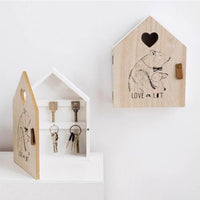 Padrão de urso criativo Caixa de chaves de madeira Suspensão de parede Rack de armazenamento Decoração de parede Caixa de armazenamento de chaves Decoração de porta da loja Decoração de casa