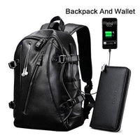 Muži batoh Externí USB Charge vodotěsné módní Pu kožené cestovní taška 6021 peněženka / Čína