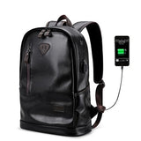 Muži batoh Externí USB Charge vodotěsné módní Pu kožené cestovní taška Ln5775-4 černá / Čína