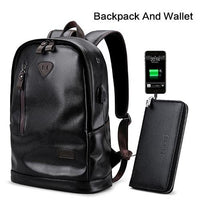 Muži batoh Externí USB Charge vodotěsné módní Pu kožené cestovní taška 5775 peněženka / Čína