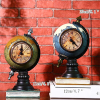 Módní kreativní Vintage Globe Model Stolní hodiny Ornamenty Pryskyřice Řemesla Retro Země Model Domácí obývací pokoj Hodiny dekorace Dárky