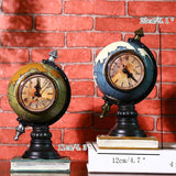 Fashion Creative Vintage Globe Model Desk Clock Ornaments Resin Crafts Retro Earth Model Home Living Room Clock Decoration Gifts