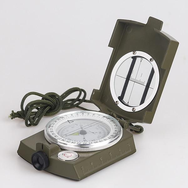 Military Lensatic Compass Survival Handheld Geological Hiking Camping Equipment Green