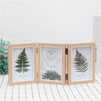 Creative Household Wooden Three Floding Photo Frames Ornaments Glass Photo Frames Desktop Crafts Home Decoration Birthday Gifts