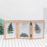 Creative Household Wooden Three Floding Photo Frames Ornaments Glass Photo Frames Desktop Crafts Home Decoration Birthday Gifts