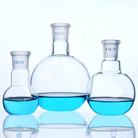 1Pc قارورة زجاجية واحدة قصيرة العنق مسطحة مسطحة قياسية مختبر كيمياء الأواني الزجاجية المشتركة